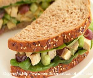 Curried Chicken Salad with Grapes Sandwich